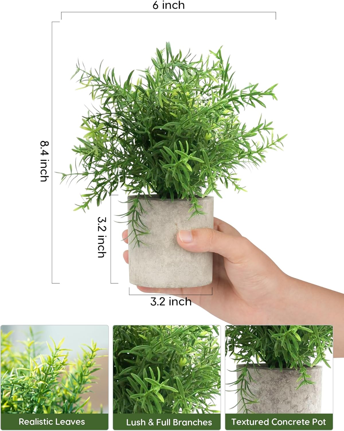 Velener 2 Pcs Small Fake Plants Eucalyptus, Artificial Plants Indoor for Shelf, Potted Eucalyptus Plants for Home/Bathroom/Pottery Barn/Desk/Farmhouse/Coffee Table Decor (Sage Green)