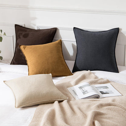 MIULEE Decorative Linen Euro Sham Pillow Covers 26x26 Cream White Boho Farmhouse Neutral Couch Throw Pillows for Bed Pack of 2 Accent Modern Pillowcase Sofa Livingroom Home Decor