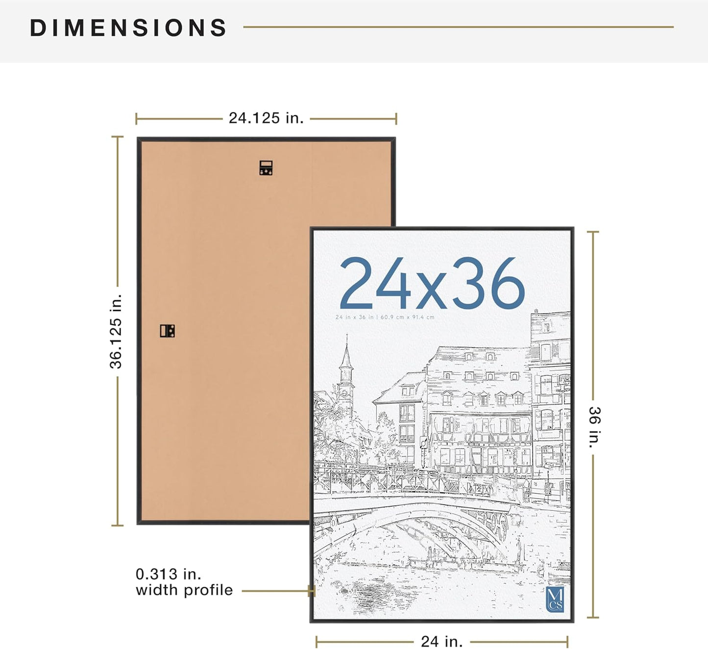 MCS Original Poster Frame 24x36 Black Lightweight Vertical & Horizontal Wall Hanging Large Picture Frame for Posters, Art Prints & Gallery Wall (6-Pack)