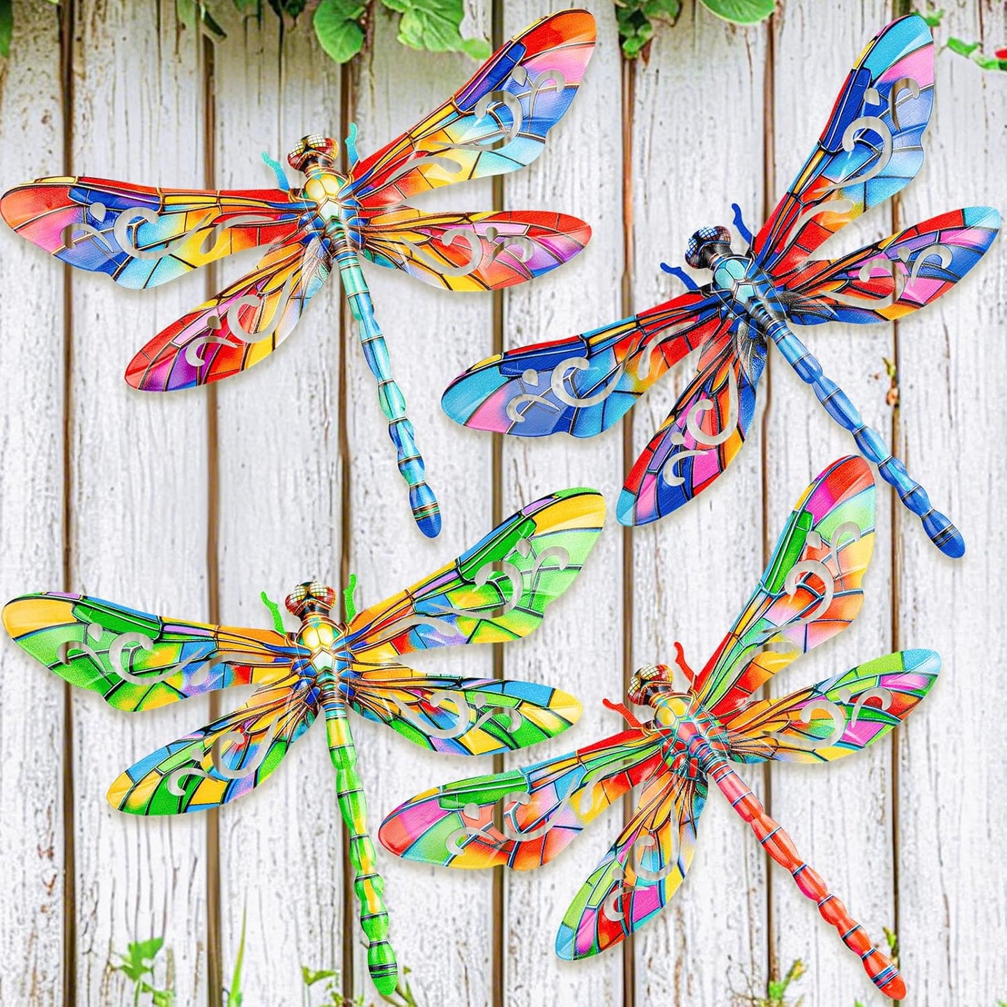 SUNREEK Metal Dragonfly Wall Decor, 9 Inches Dragonfly Outdoor Wall Art for Fence Garden Yard Patio Decorations