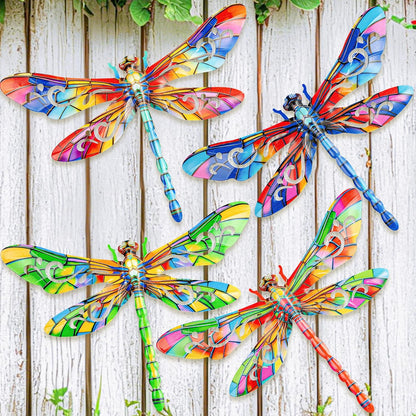 SUNREEK Metal Dragonfly Wall Decor, 9 Inches Dragonfly Outdoor Wall Art for Fence Garden Yard Patio Decorations