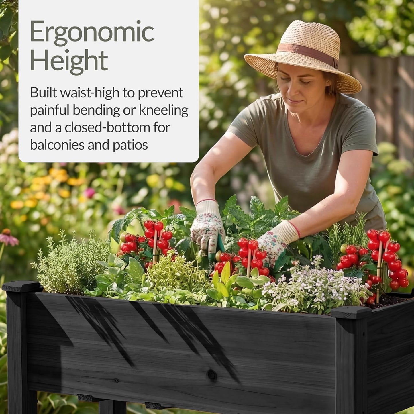 Best Choice Products 72x24x30in Raised Garden Bed, Elevated Wood Planter Box Stand for Backyard, Patio, Balcony w/Divider Panel, 6 Legs, 300lb Capacity - Natural