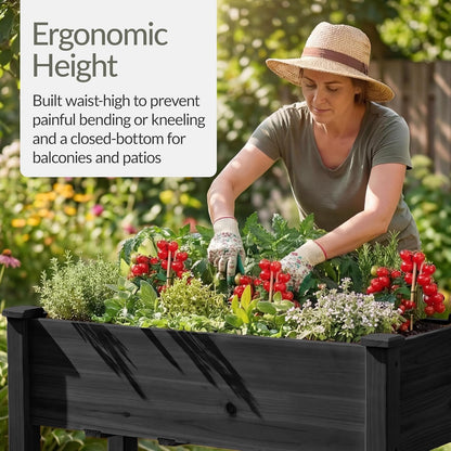 Best Choice Products 72x24x30in Raised Garden Bed, Elevated Wood Planter Box Stand for Backyard, Patio, Balcony w/Divider Panel, 6 Legs, 300lb Capacity - Natural