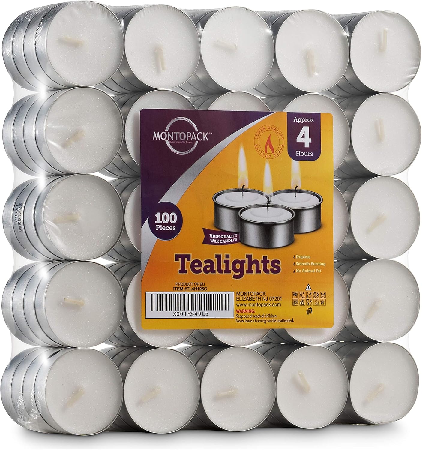 MontoPack Unscented Tea Light Candles 45 Pack | 4 Hours, White, Smokeless, Dripless Small Votive Paraffin Tealights | Long-Lasting for Home, Shabbat, Weddings, Events, Emergencies | Mini Candles Bulk