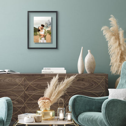 Americanflat Aluminum 11x14 Floating Picture Frame with Shatter-Resistant Glass - Use as 8x10 Picture Frame or Display 11x14 Photo - Signature Float Collection - Photo Frames for Wall Display - Black