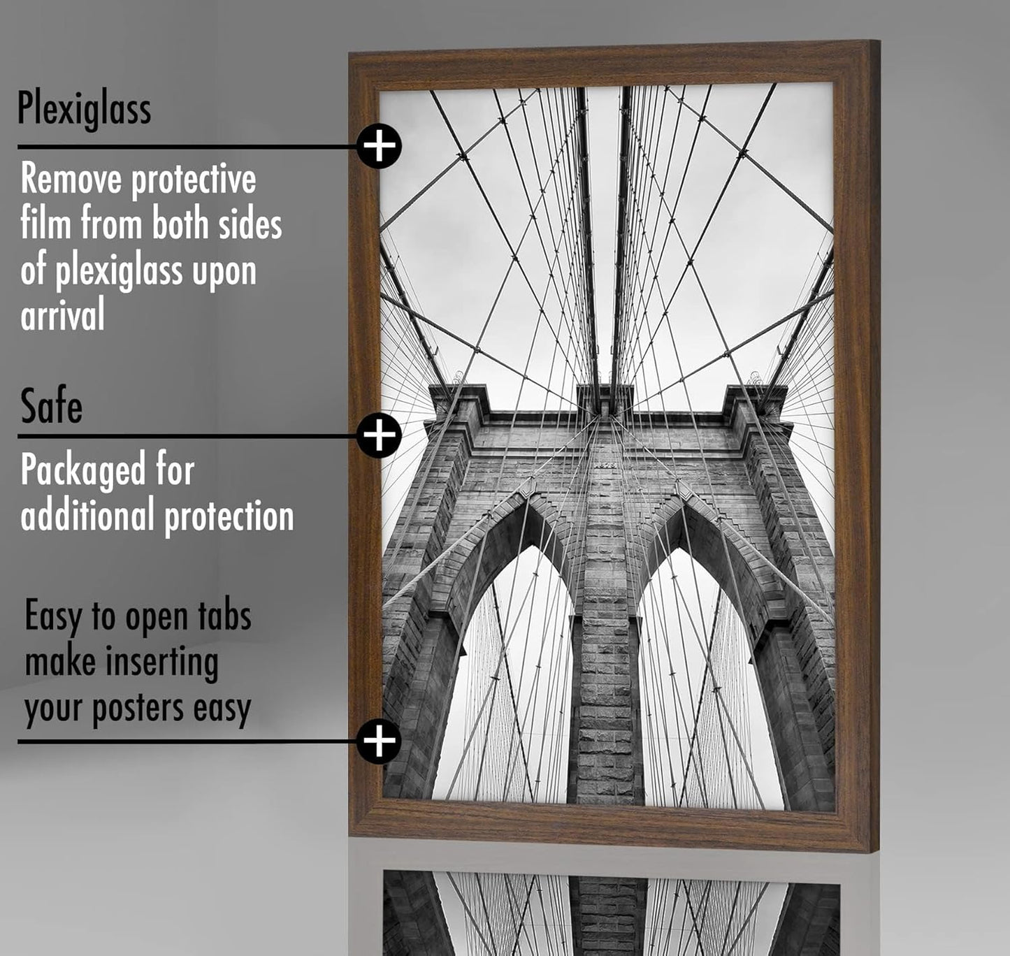 Americanflat 16x20 Picture Frame with Polished Plexiglass - Black Picture Frame - Wide Photo Frames Made of Engineered Wood for Vertical or Horizontal Wall Display - Epic Collection - Black - Colors C