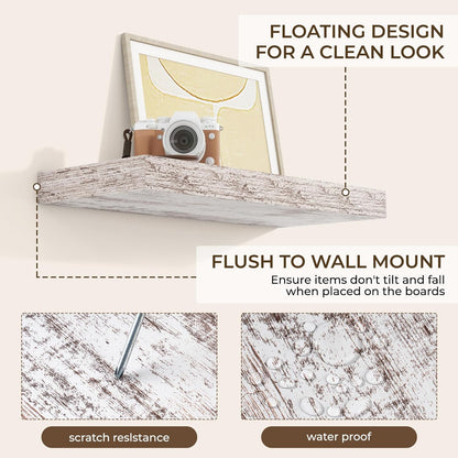 RICHFOCUS 72Inch Floating Shelves for Wall 2 Pack Shelves for Bedroom|Kitchen|Bathroom Wall Mounted Rustic Wood Floating Shelf with Invisible Brackets for Books|Storage|Decor, Rustic Brown