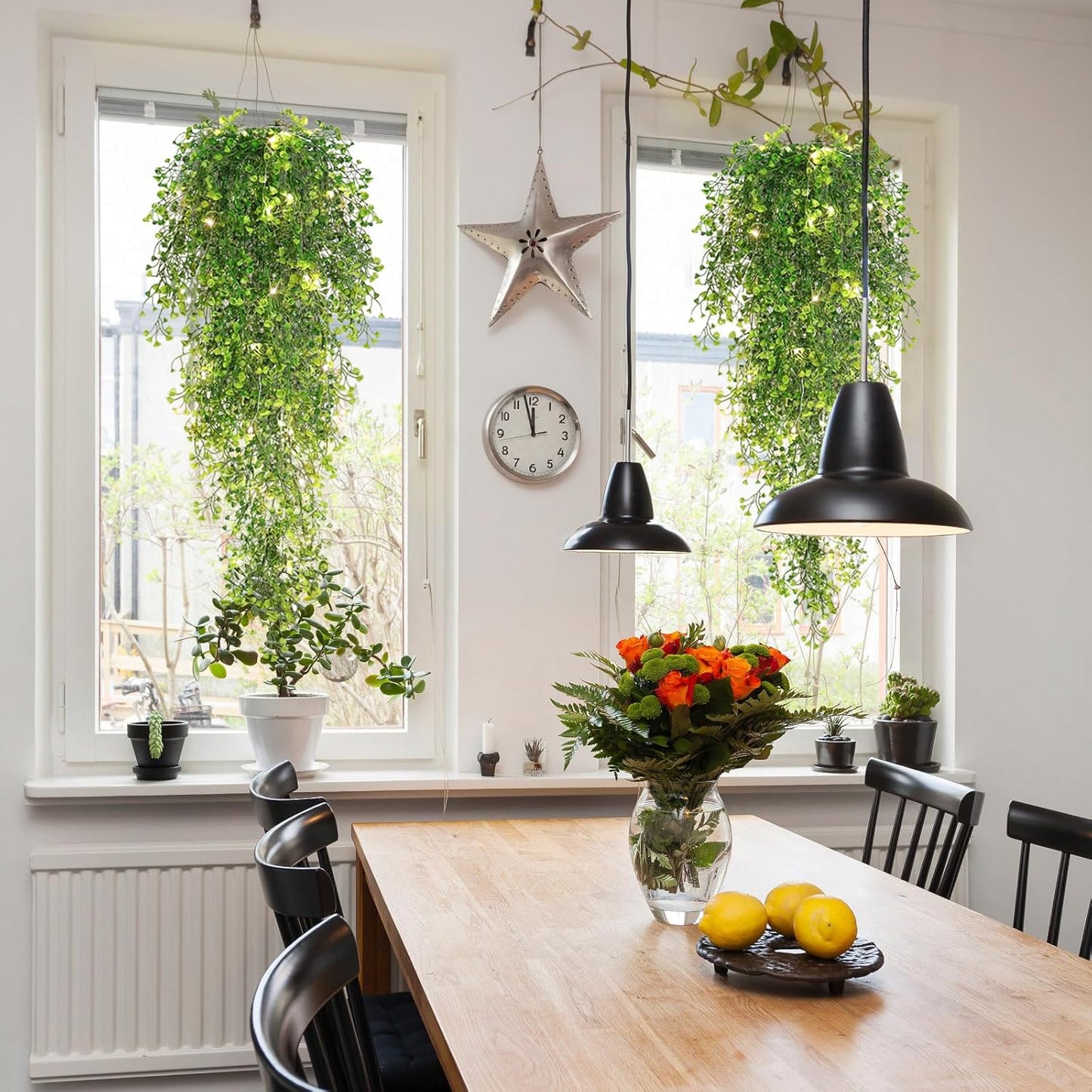 RECUTMS Fake Hanging Plants Artificial Ferns for Outdoor Hanging Faux Plants Vine Ivy Faux Fern Hanging Vines Wall Plants for Home Garden Party Wedding Decor (White 4P)
