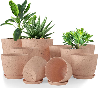 Utopia Home Plant Pots Indoor with Drainage Holes – Set of 5 White Plastic Flower Pots (7/6.6/6/5.3/4.8 Inch) – Modern Planters for Indoor Plants, Room & Office Décor, Great Stocking Stuffers