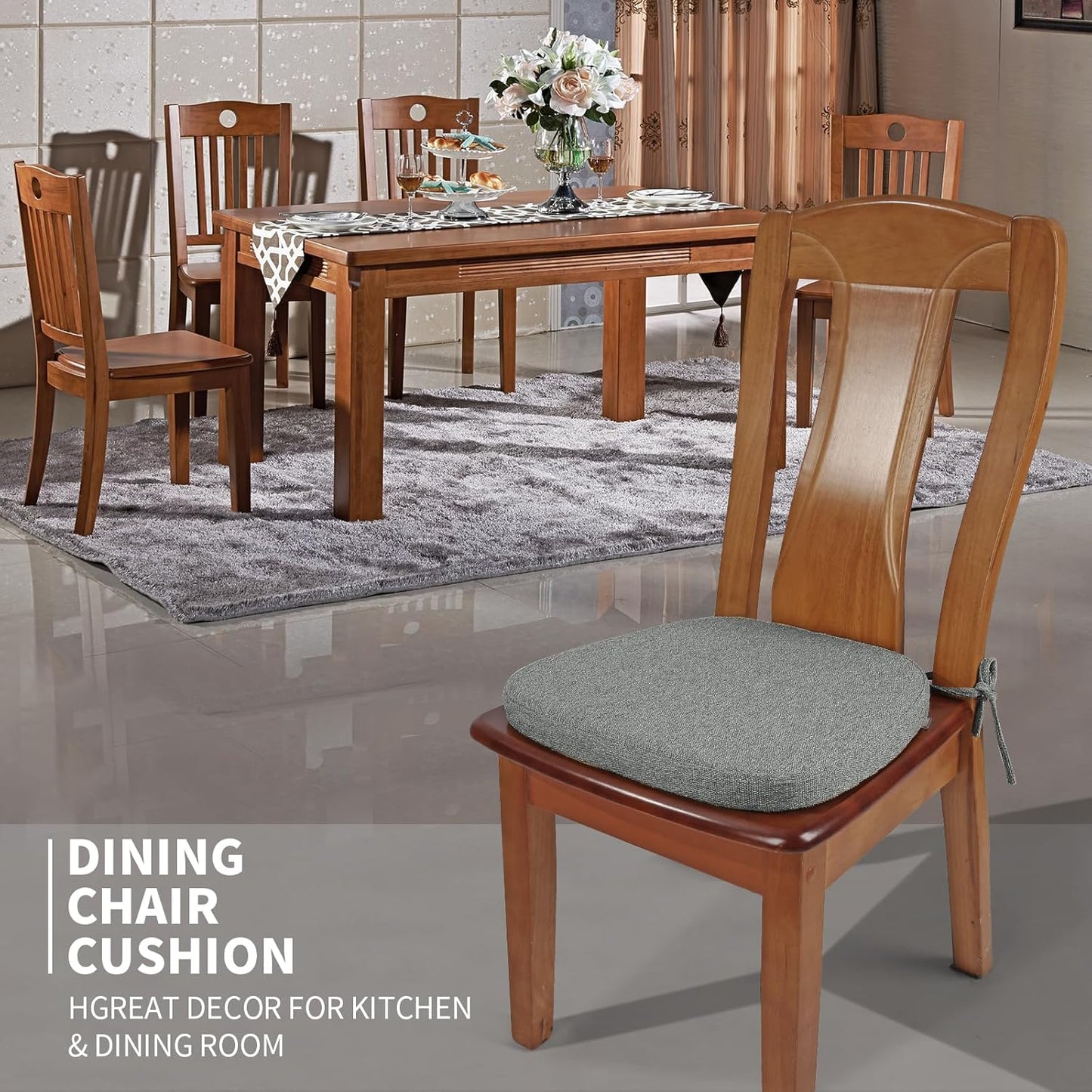SINOSSO 1 Pack Memory Foam Chair Cushions for Dining Chair, Friendly Woven Fabric 16" U-Shape Comfortable Kitchen Chair Pad, Removable Slip Resistant Seat Cushion (1 Piece, Blue)