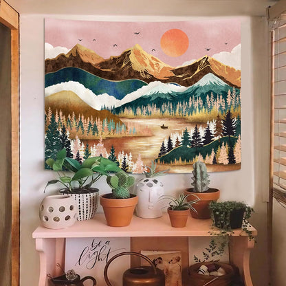 Zussun Black and White Tapestry Starry Night Mountain Tapestries for Bedroom Aesthetic Moon and Stars Tapastry's Wall Hanging Dark Nature Forest Wall Tapestry for Living Room Dorm (48'' × 36'')