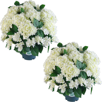 Artificial Hydrangea Bush – 20 Inch Potted Faux Hydrangea Plant, UV Resistant Outdoor Hydrangea Artificial Plants for Front Porch, Garden, Patio & Indoor Decor