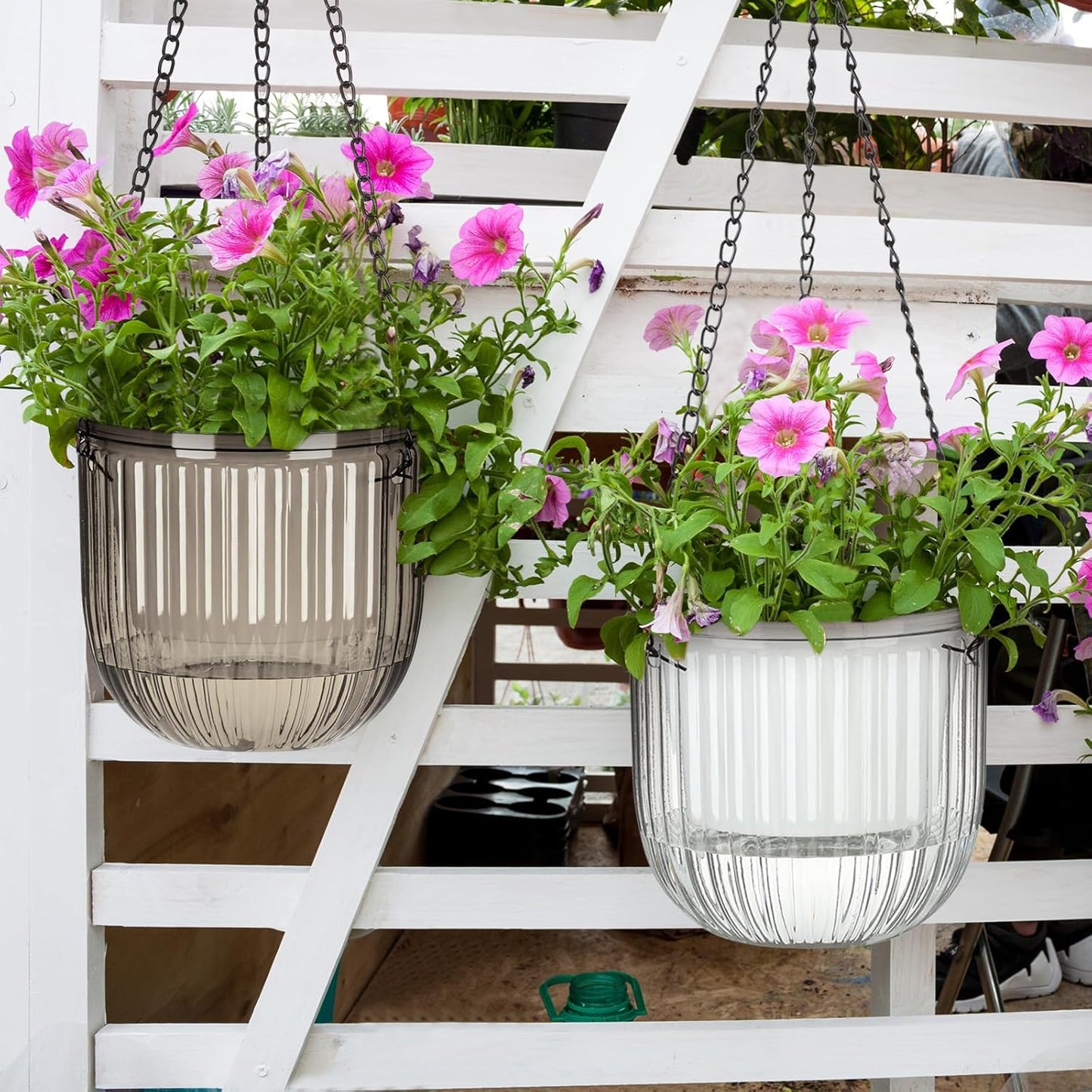 Maxcheck 4 Pcs Self Watering Hanging Planters Indoor Gift 6.5'' 4.5'' Hanging Flower Pots Baskets Outdoor Self Watering Plant with 3hooks Drainage Holes for Home