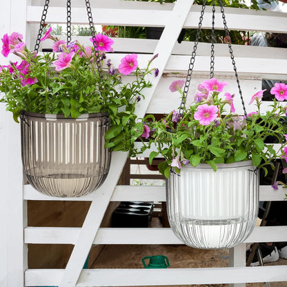 Maxcheck 4 Pcs Self Watering Hanging Planters Indoor Gift 6.5'' 4.5'' Hanging Flower Pots Baskets Outdoor Self Watering Plant with 3hooks Drainage Holes for Home