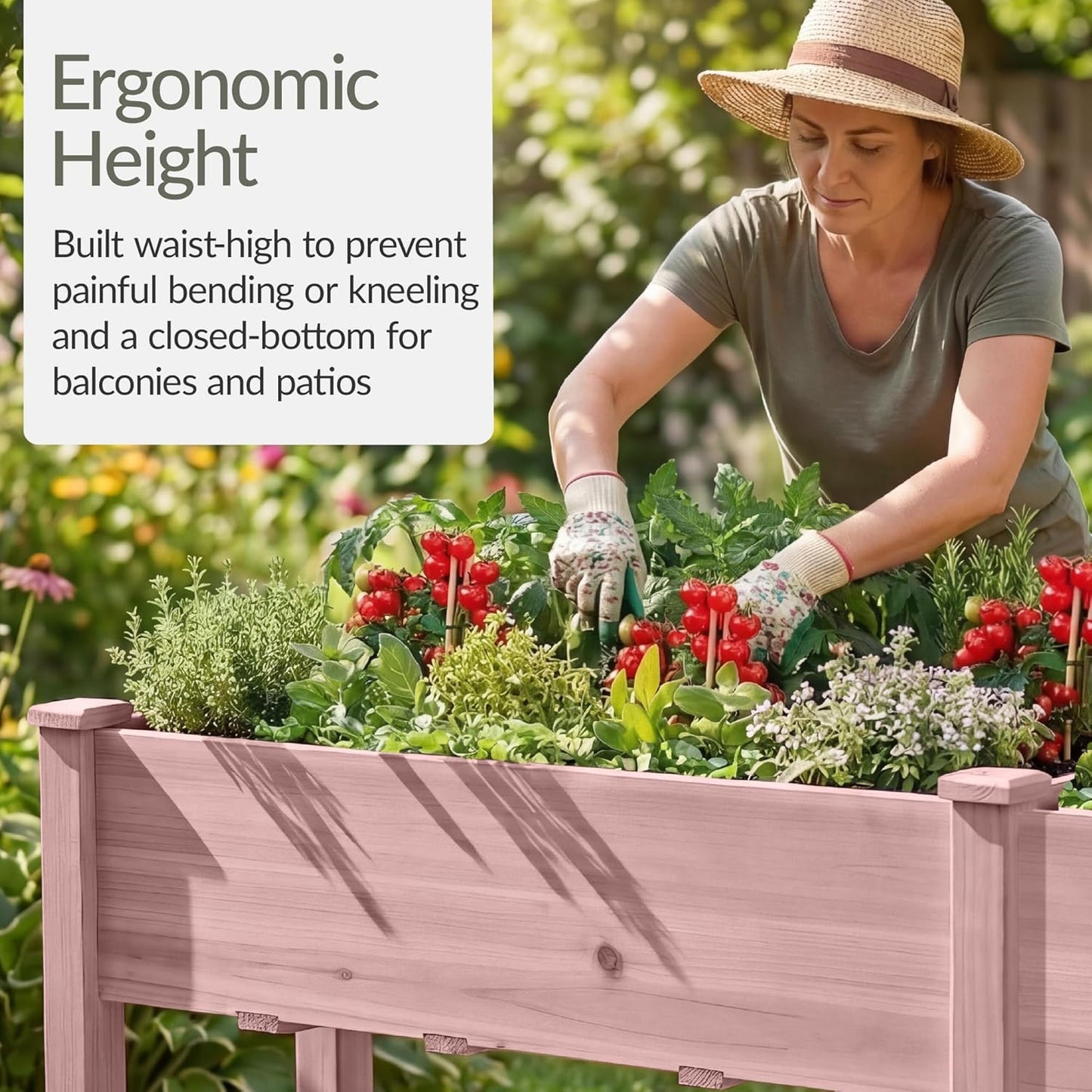 Best Choice Products 72x24x30in Raised Garden Bed, Elevated Wood Planter Box Stand for Backyard, Patio, Balcony w/Divider Panel, 6 Legs, 300lb Capacity - Natural