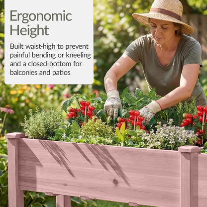 Best Choice Products 72x24x30in Raised Garden Bed, Elevated Wood Planter Box Stand for Backyard, Patio, Balcony w/Divider Panel, 6 Legs, 300lb Capacity - Natural