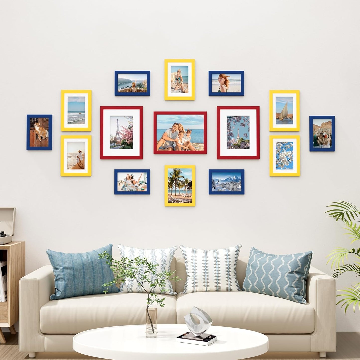 Vittanly 15 Pack Picture Frames Collage Wall Decor for Mounting or Tabletop Display, Gallery Frame Set for Family, Multi Sizes Including 3pcs 8x10, 6pcs 5x7, 6pcs 4x6, Black