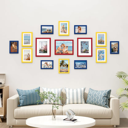Vittanly 15 Pack Picture Frames Collage Wall Decor for Mounting or Tabletop Display, Gallery Frame Set for Family, Multi Sizes Including 3pcs 8x10, 6pcs 5x7, 6pcs 4x6, Black