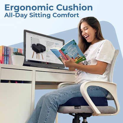 5 STARS UNITED Seat Cushion - Memory Foam Chair Cushion for Tailbone Pain Relief - Ergonomic Support for Coccyx, Sciatica & Butt - Office, Desk & Gaming Chair, Car Seat, Wheelchair, Airplane, Black