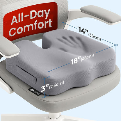 5 STARS UNITED Seat Cushion - Memory Foam Chair Cushion for Tailbone Pain Relief - Ergonomic Support for Coccyx, Sciatica & Butt - Office, Desk & Gaming Chair, Car Seat, Wheelchair, Airplane, Black
