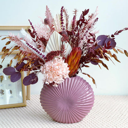 Blush Pink & Burgundy Dried Flower Bouquet, Cream Pampas Grass with Sage Green & Eucalyptus, Boho Dried Flowers for Wedding, Home Décor