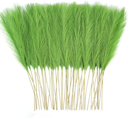 obbsie 50pcs Pink Faux Pampas Grass Decor, 21.6" Short Artificial Floral Branches Vase Filler Flower Arrangement for Home Wedding Boho Outdoor Decor