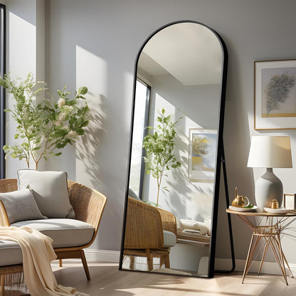 NicBex Full Length Mirror with Stand, 56"x19" Aluminum Alloy Frame Floor Mirror, Black, Shatter-Proof Glass - Free Standing, Leaning Against Wall or Wall-Mounted, for Bedroom Living Room Dressing Room