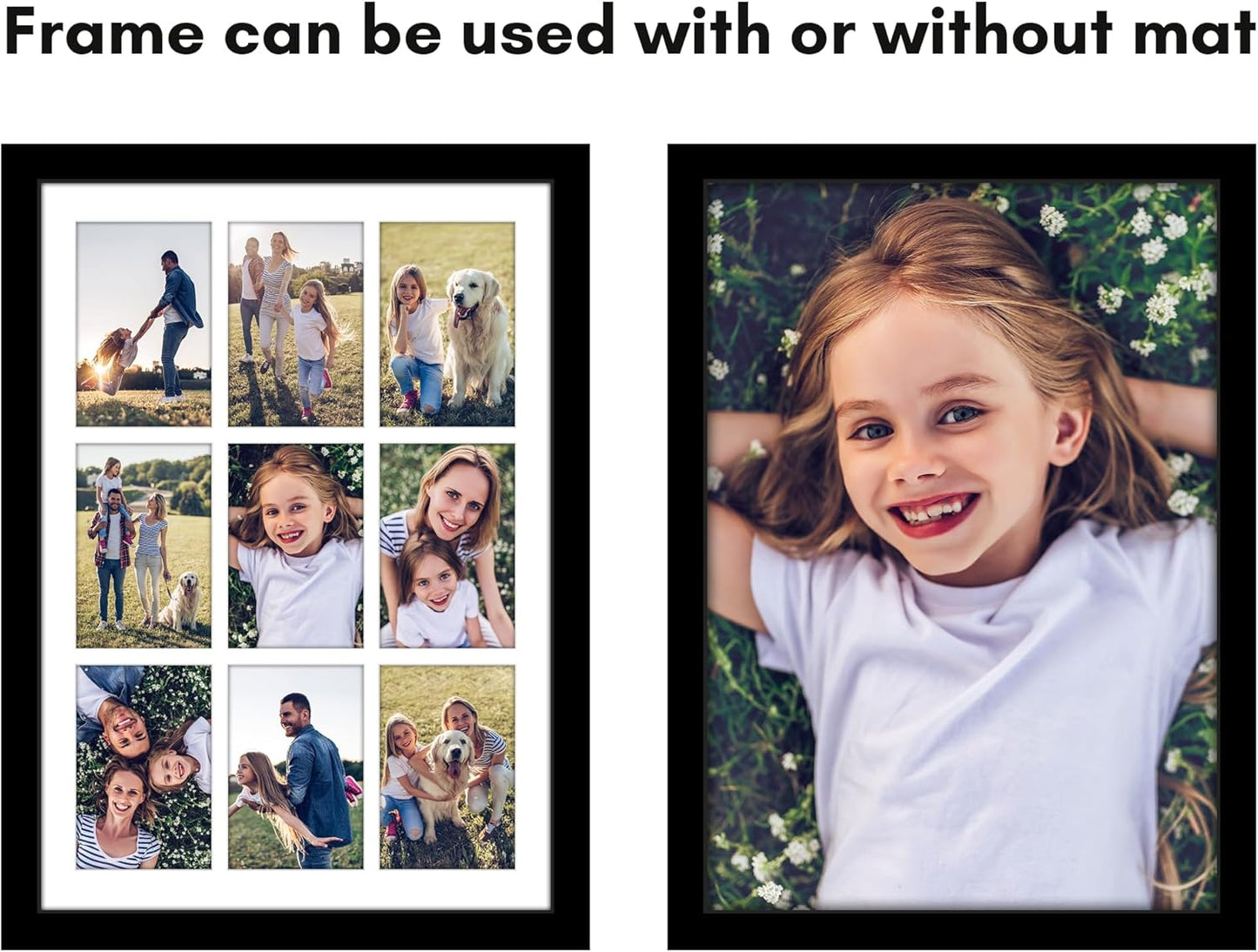 Americanflat 4x6 Collage Picture Frame with Shatter-Resistant Glass - Fits Five 4x6 Photos or Use as One 11x14 Picture Frame - Signature Collection - Collage Frames for Wall Display - Black