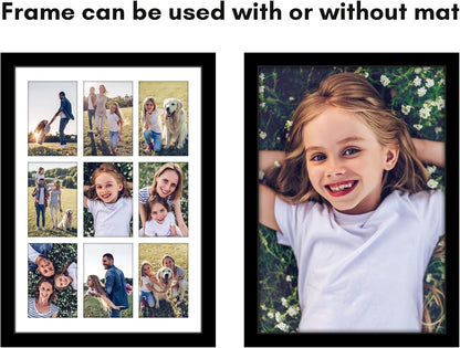 Americanflat 4x6 Collage Picture Frame with Shatter-Resistant Glass - Fits Five 4x6 Photos or Use as One 11x14 Picture Frame - Signature Collection - Collage Frames for Wall Display - Black