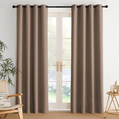 NICETOWN Halloween Pitch Black Solid Thermal Insulated Grommet Blackout Curtains/Drapes for Bedroom Window (2 Panels, 42 inches Wide by 63 inches Long, Black) - Colors D