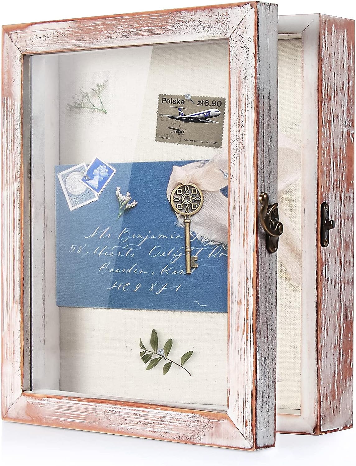 TJ.MOREE Shadow Box Frame 8 x 10 Shadowbox Display Case Picture Frame with Linen Back Memorabilia Bouquet Medals Military Photos Memory Box