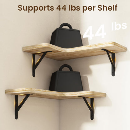 Venusmiles Corner Floating Shelves Set of 4, Wall Mounted L-Shaped Storage - Maximize Unused Corner Space in Bathroom, Kitchen, Bedroom, Office, Dark Carbonized