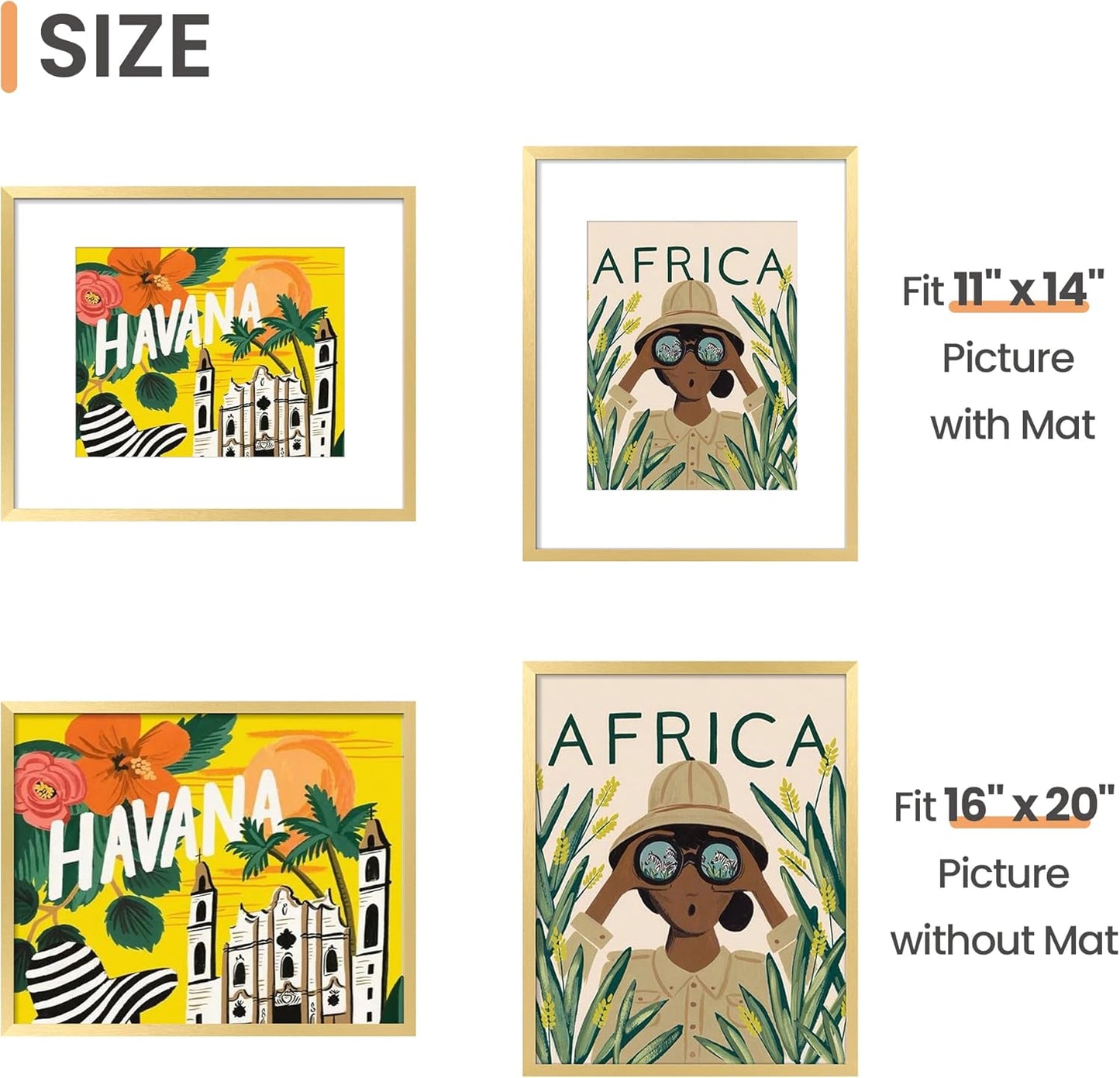 upsimples 8x10 Picture Frame, Display Pictures 5x7 with Mat or 8x10 Without Mat, Wall Hanging Photo Frame, Black, 1 Pack - Colors B