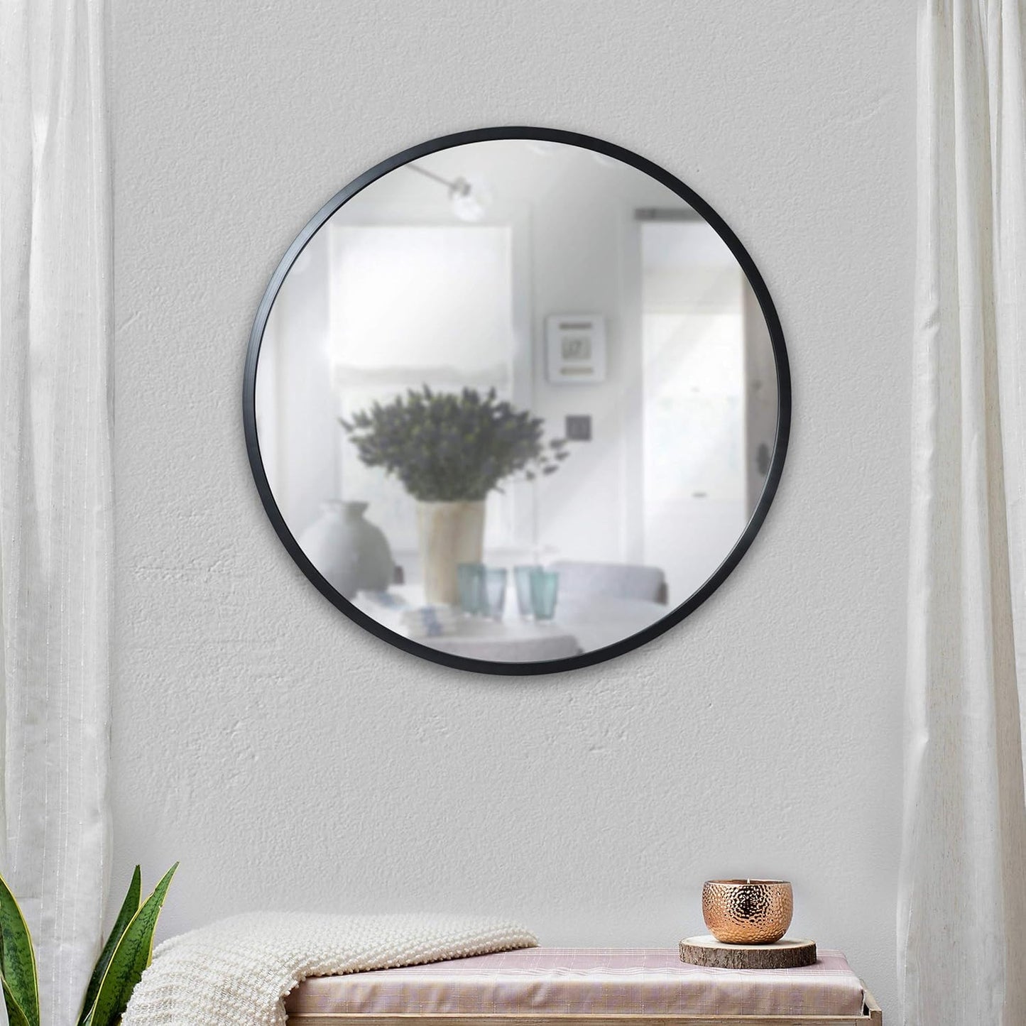Gold Circle Wall Mirror 24 Inch Round Wall Mirror for Entryways, Washrooms, Living Rooms and More (Gold, 24")