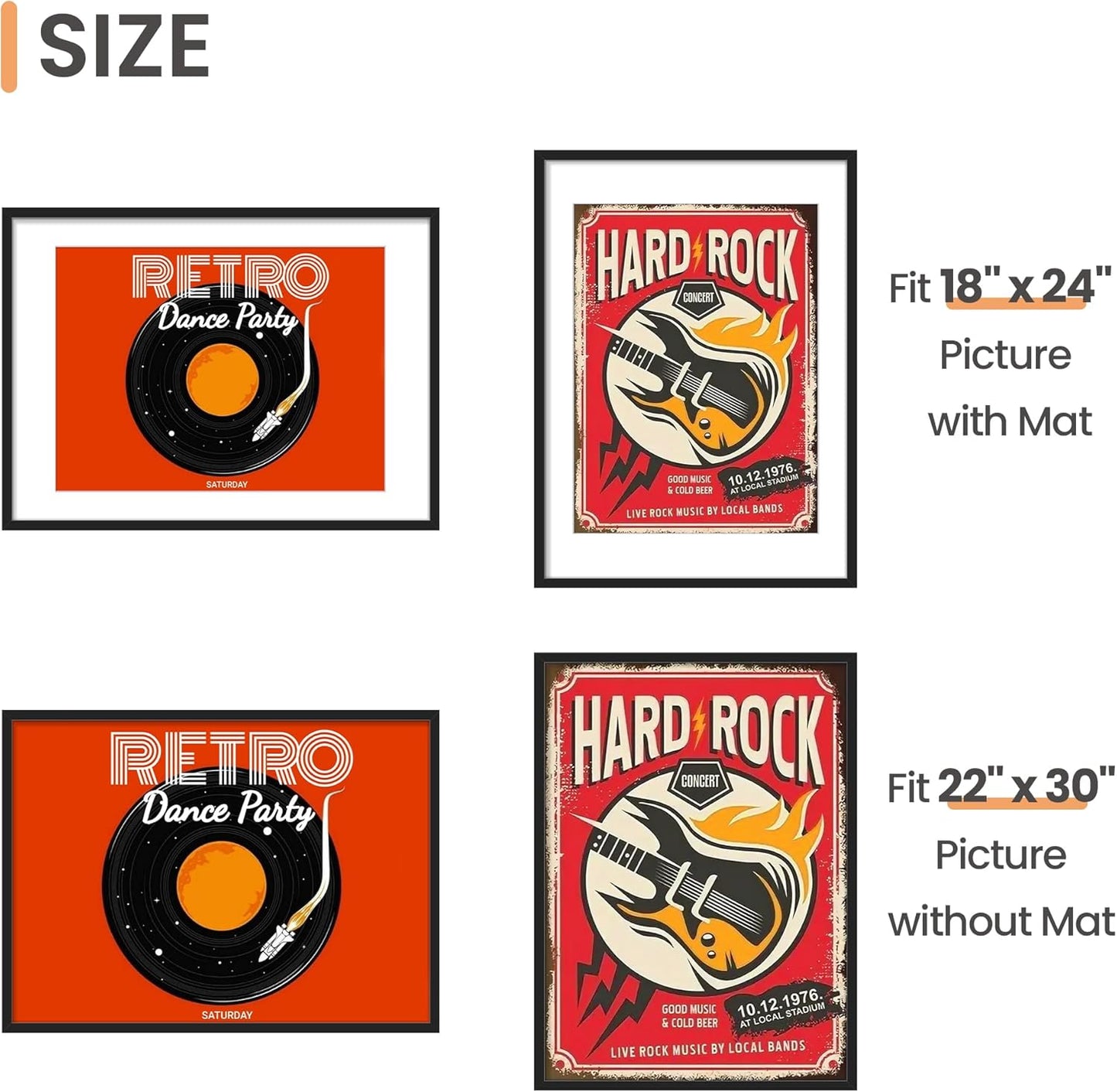 upsimples 8x10 Picture Frame, Display Pictures 5x7 with Mat or 8x10 Without Mat, Wall Hanging Photo Frame, Black, 1 Pack - Colors A
