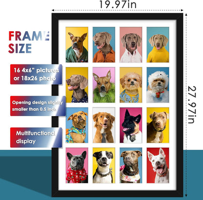 DUENPY 14x26 Collage Picture Frame 4x6 Collage Picture Frame Displays Twelve 4x6 inch Photos Available Horizontal Wall Mounting Display and Vertical Black - Colors B