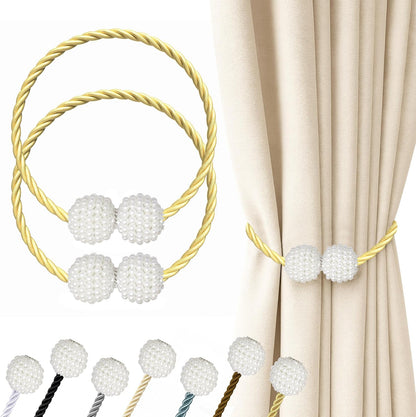Hion Magnetic Curtain Tiebacks Black 2pcs, Curtain Tiebacks Buckles Holdbacks Holders Hooks Clip for Home Outdoor Bedroom Office Decorative Curtain