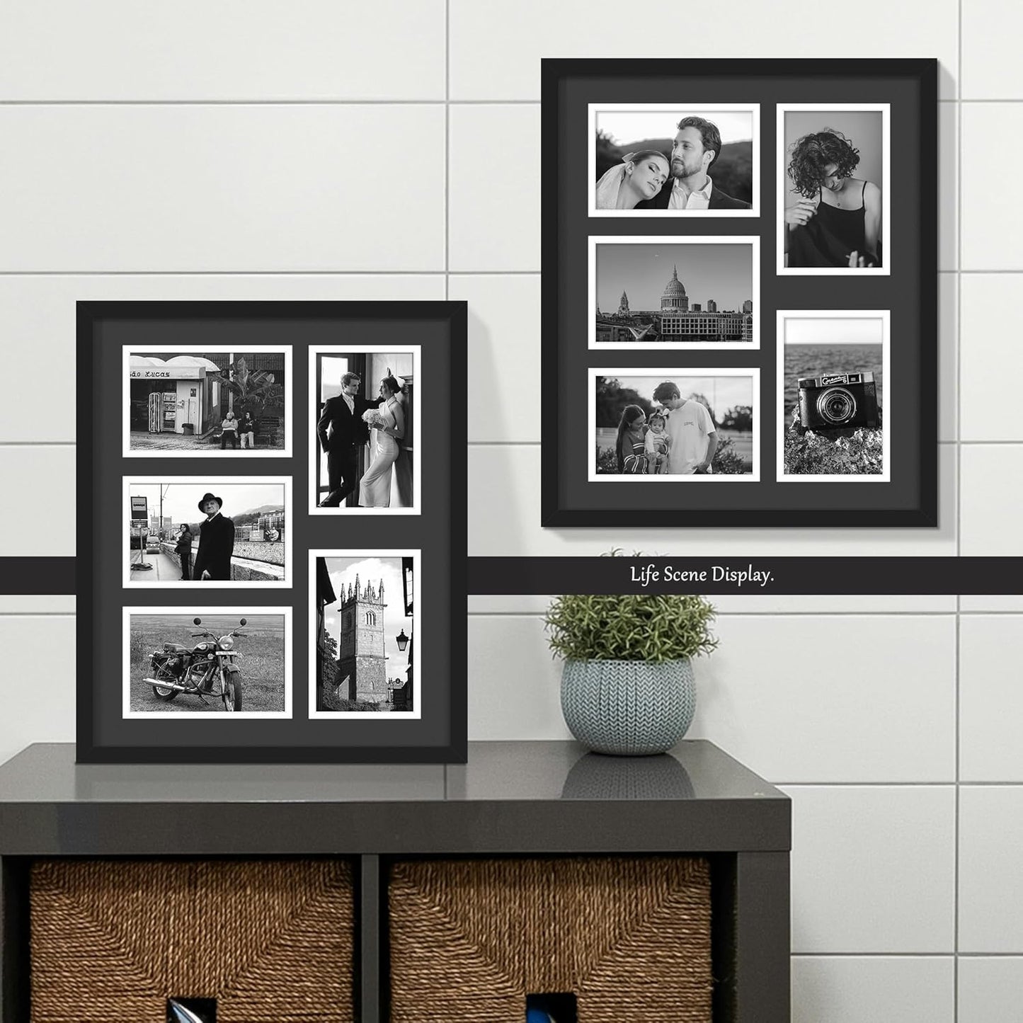 DUENPY 14x26 Collage Picture Frame 4x6 Collage Picture Frame Displays Twelve 4x6 inch Photos Available Horizontal Wall Mounting Display and Vertical Black - Colors B