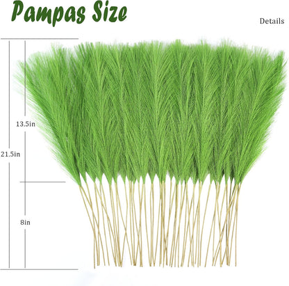 obbsie 50pcs Pink Faux Pampas Grass Decor, 21.6" Short Artificial Floral Branches Vase Filler Flower Arrangement for Home Wedding Boho Outdoor Decor