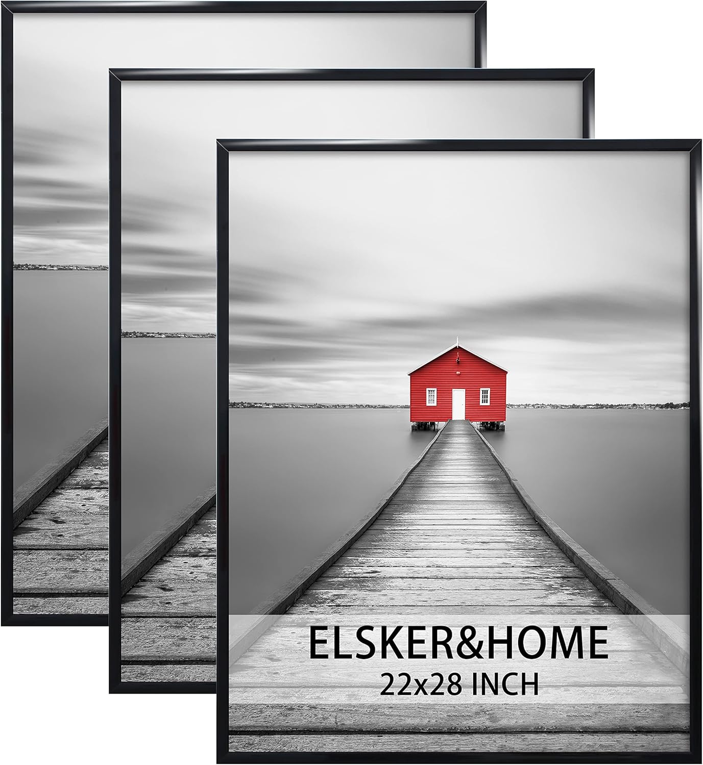 ELSKER&HOME 22.375 x 34 Poster Frame 3 Pack, Black Picture Frame for Horizontal or Vertical Wall Mounting, Sturdy and Scratch-proof