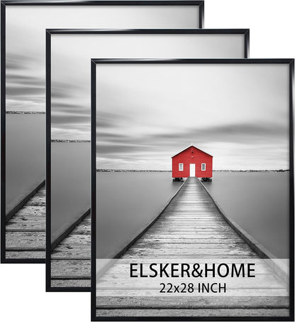 ELSKER&HOME 22.375 x 34 Poster Frame 3 Pack, Black Picture Frame for Horizontal or Vertical Wall Mounting, Sturdy and Scratch-proof