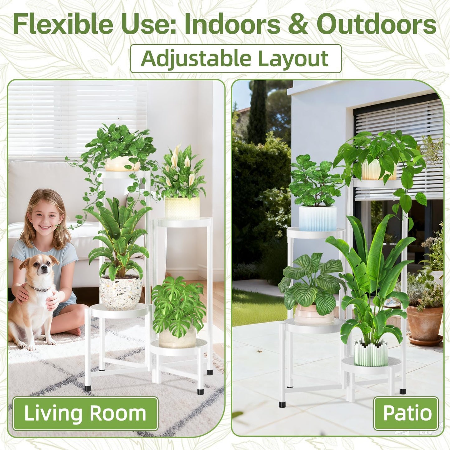 iDavosic.ly Plant Stand Indoor Outdoor, 5 Tier Corner Metal Flower Display Holder Shelf, Folding Tall Orchid Rack for Patio Balcony Porch Garden Living Room House, Black