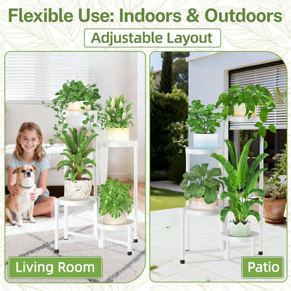 iDavosic.ly Plant Stand Indoor Outdoor, 5 Tier Corner Metal Flower Display Holder Shelf, Folding Tall Orchid Rack for Patio Balcony Porch Garden Living Room House, Black