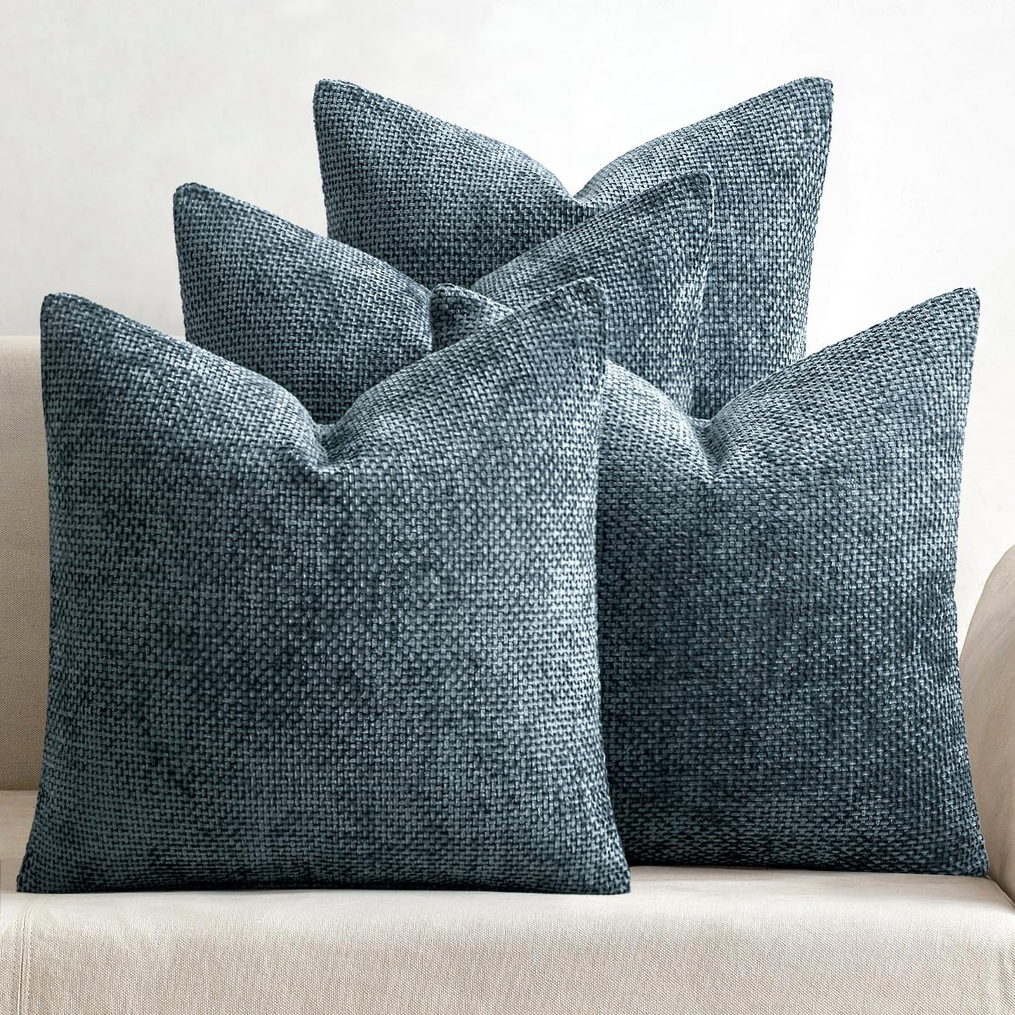 MIULEE Pack of 4 Couch Throw Pillow Covers 18x18 Inch Neutral Soft Decorative Chenille Pillow Covers Farmhouse Boho Cushion Covers for Mid Century Modern Spring Home Decor Sofa Bedroom Living Room