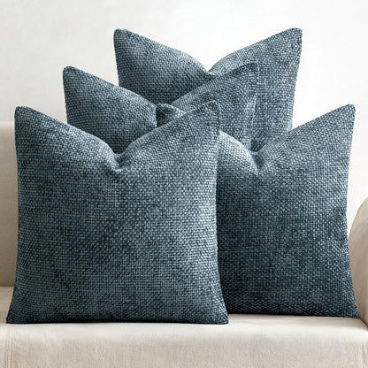 MIULEE Pack of 4 Couch Throw Pillow Covers 18x18 Inch Neutral Soft Decorative Chenille Pillow Covers Farmhouse Boho Cushion Covers for Mid Century Modern Spring Home Decor Sofa Bedroom Living Room