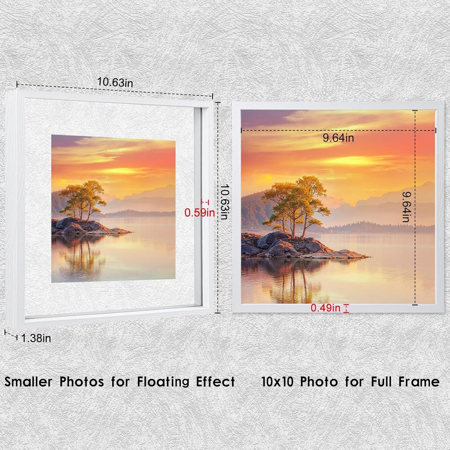MUYE 11x14 Floating Frame Set of 2,Double Glass Rustic Frame,Display Any Size Photo up to 11x14,Wall Mount or Tabletop Standing,Natural