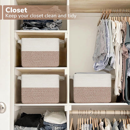 Goodpick Cube Storage Bins - Towel, Book, Cloth, Shoes, Closet Shelf Woven Baskets for Office, Baby Laundry, Toys, 13''x10''x9''