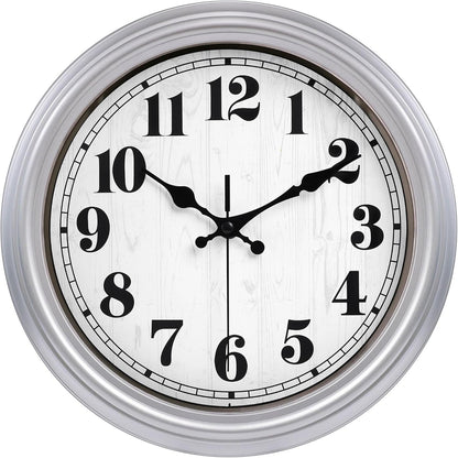 JENLYSTIME 12 Inch Indoor/Outdoor Retro Waterproof Wall Clock with Thermometer Silent Round Quartz Battery Operated Easy to Read Decorative for Kitchen Patio,Bathroom,Deck,Porch,Pool(Blue)
