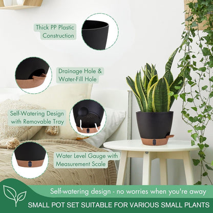 montresor 12/10/8 Inch Self Watering Pots for Indoor Plants Plastic Large Plant Pots for Outdoor Plants, Water Level Window & Spacious Reservoir Flower Pots Decorative Planter with Drainage and Tray