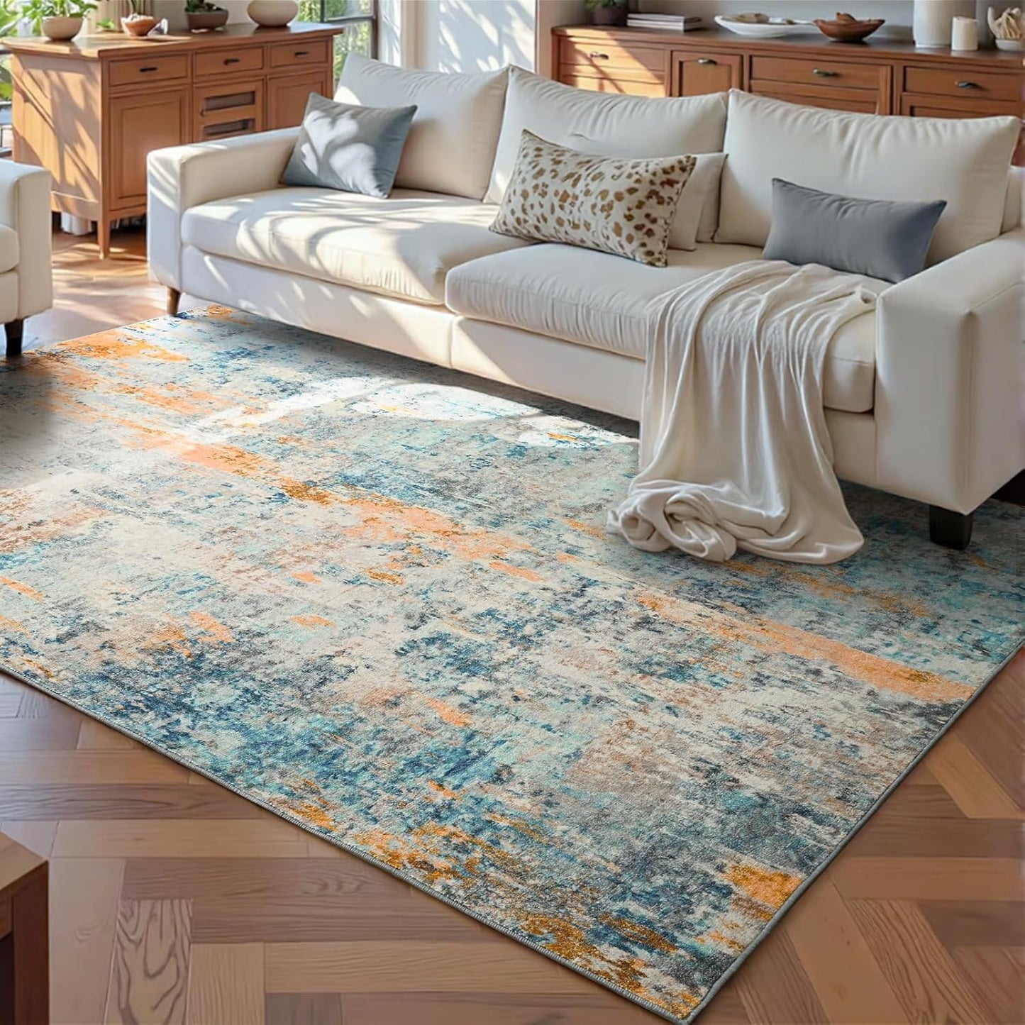 Ompaa 2x6 Rug Runners for Hallways Kitchen Runner Rug Non Slip Washable Grey Long Runner Rugs with Rubber Backing Soft Abstract Carpet Runner for Hallways, Kitchen, Bedroom, Bathroom, Entryway - Colors A